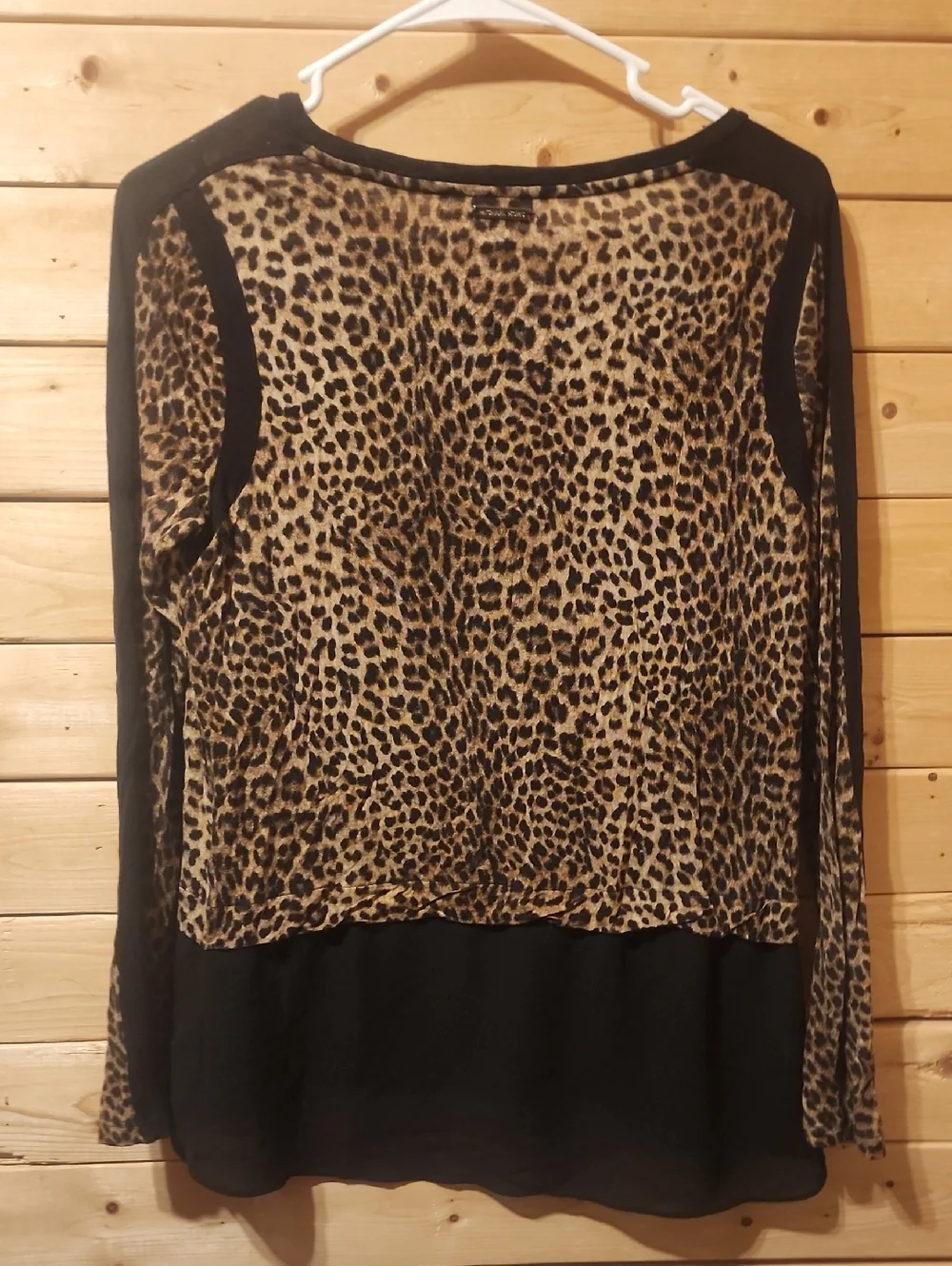 Womens Michael Kors Chiffon-Hem Leopard Print Shirt Size Medium